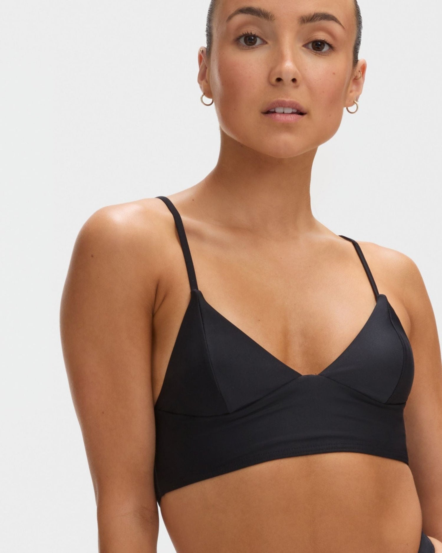 Triangle bikini top in black with back coverage