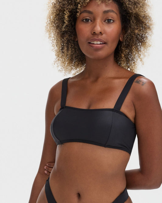 Bikini bralette top in black with full back coverage