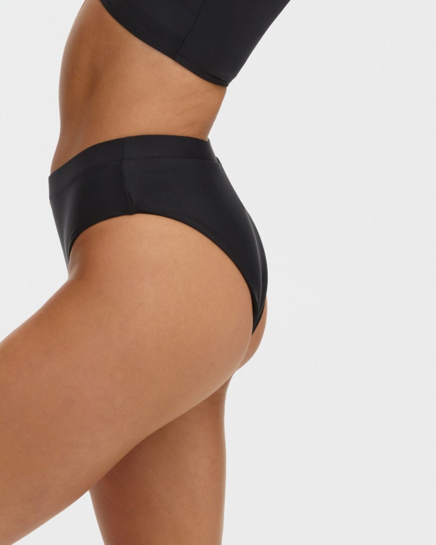 High waisted full coverage bikini bottom in black