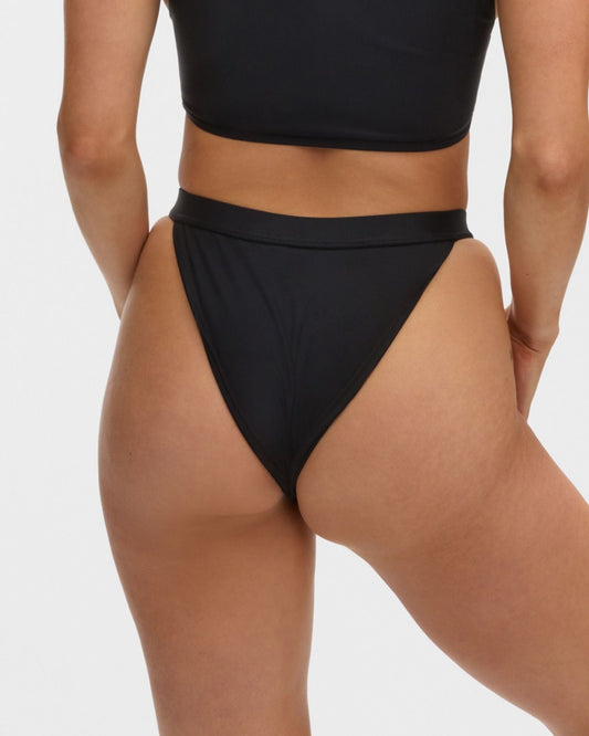 High cut bikini bottom in black