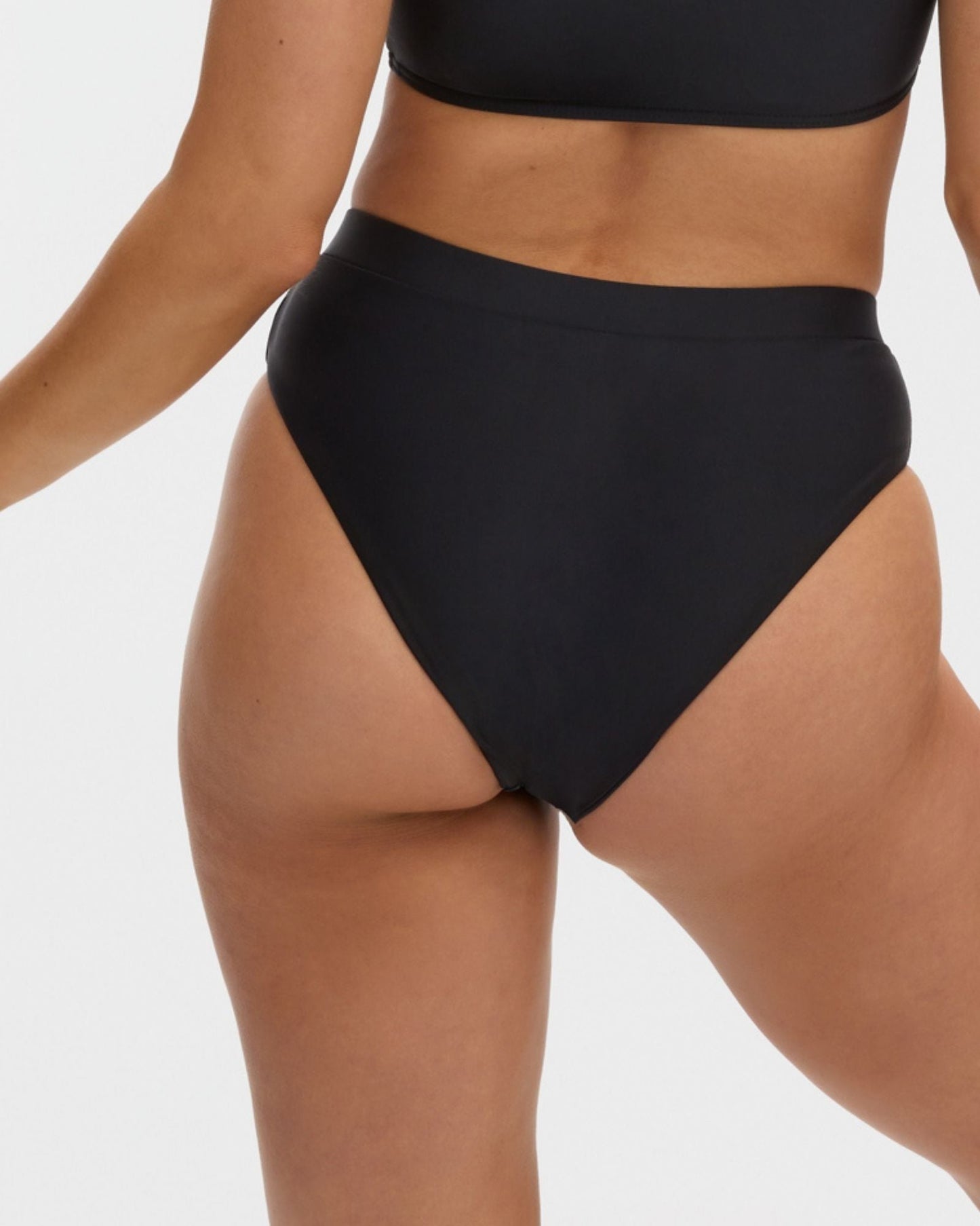 High waisted full coverage bikini bottom in black