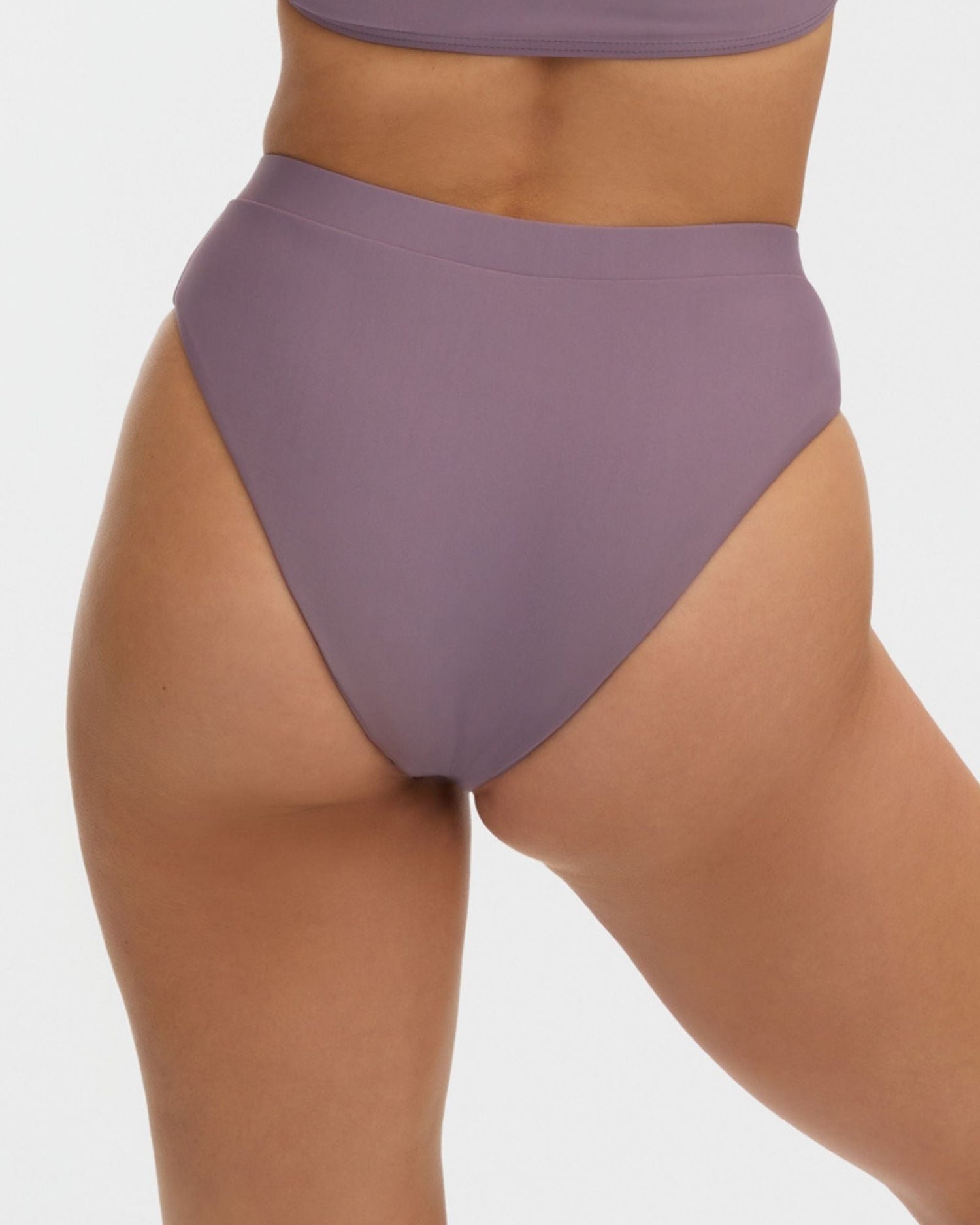 High waisted full coverage bikini bottom in pewter